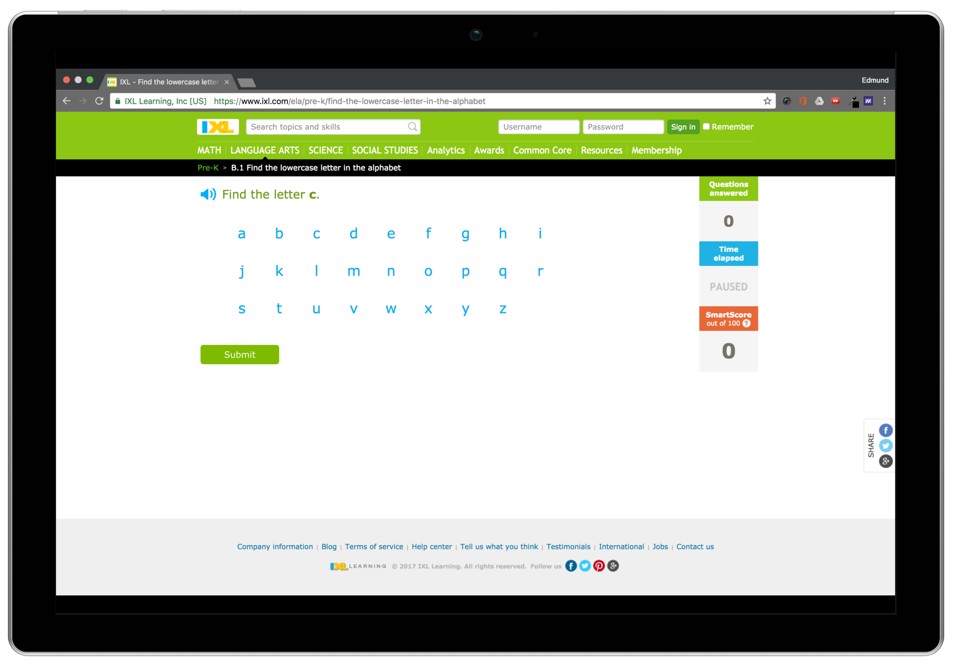 Practice Question of IXL